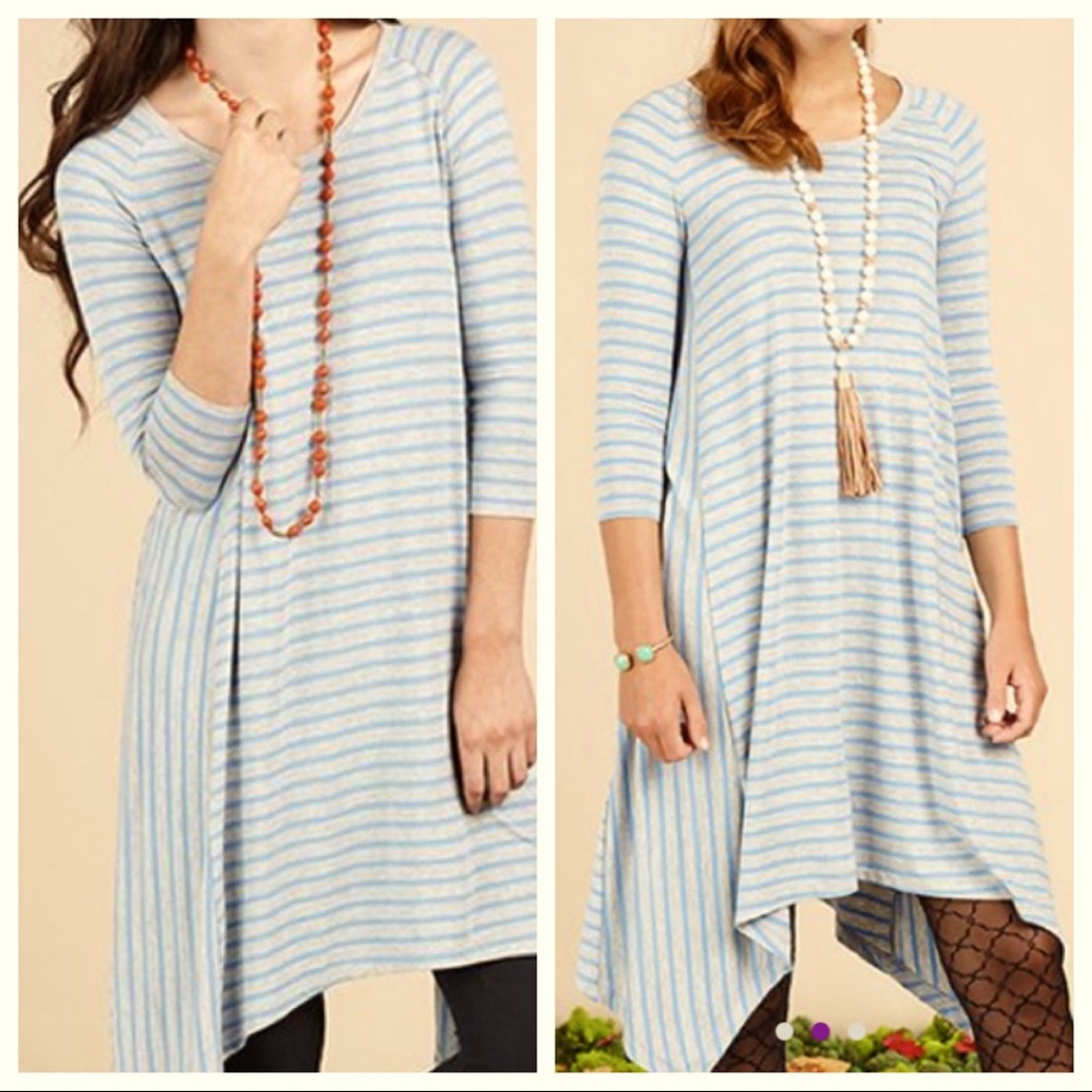 MATILDA JANE Blue Stripe Her Majesty Flowey Long Sleeve Dress